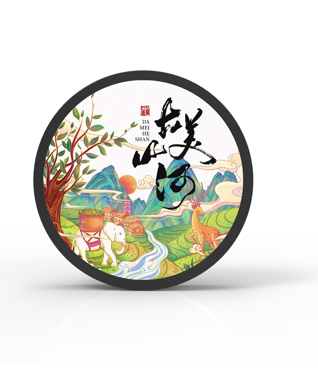 原创#普洱茶标签插画