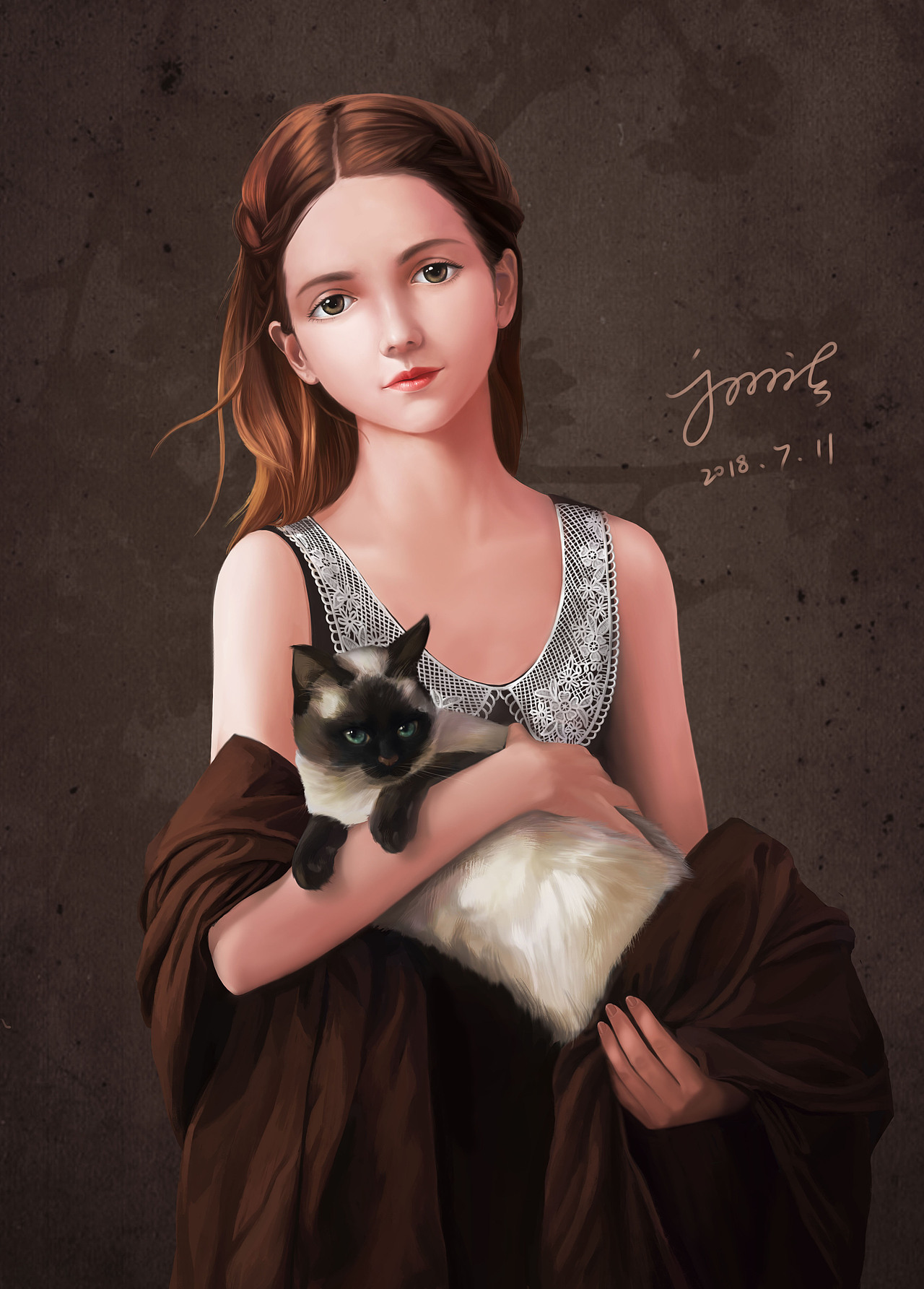 女孩和猫猫（图ZMTIxMTk1Mzgw） - 商业插画 - 站酷设计师文洁Jane原创素材 - 站酷ZCOOL