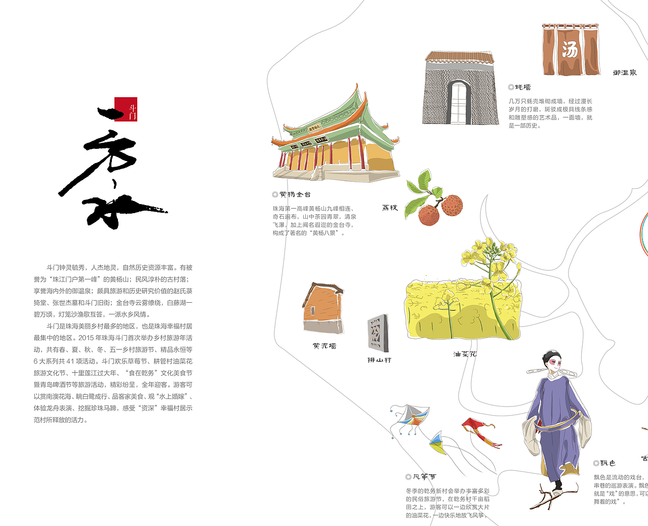 珠海斗门旅游折页手绘地图（图ZNTE1NTE0Njg=） - 商业插画 - 站酷设计师SoulpXM原创素材 - 站酷ZCOOL