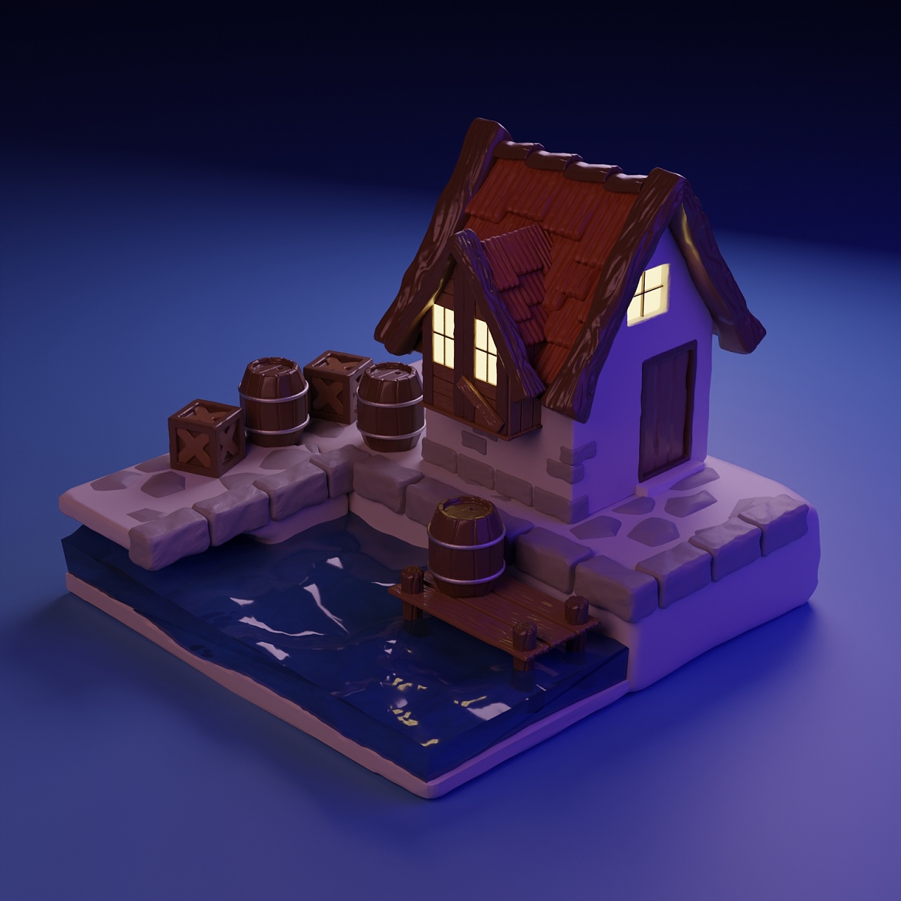 blender练习,卡通小木屋,建模&渲染 - 原创作品 - 站酷(zcool)