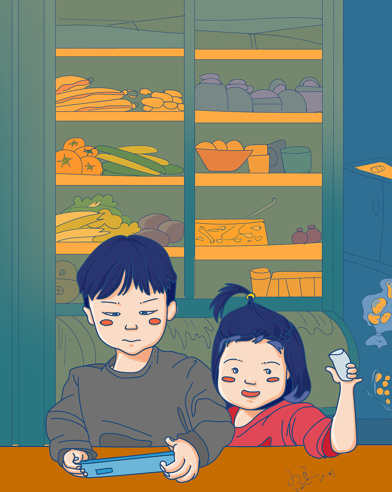 两小无猜（图ZMjM4MzIxNzU2） - 创作习作 - 站酷设计师小王不饿原创素材 - 站酷ZCOOL