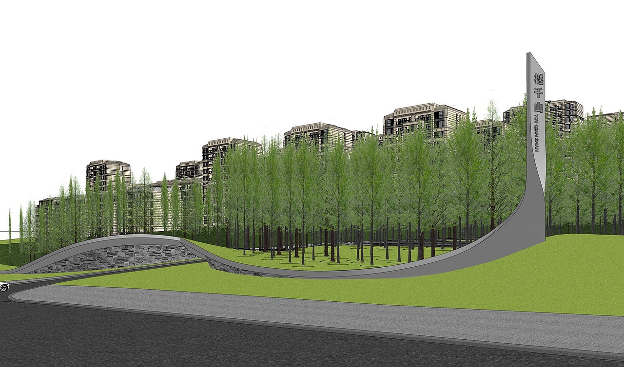 金茂府樾千山大区景观SU模型下载