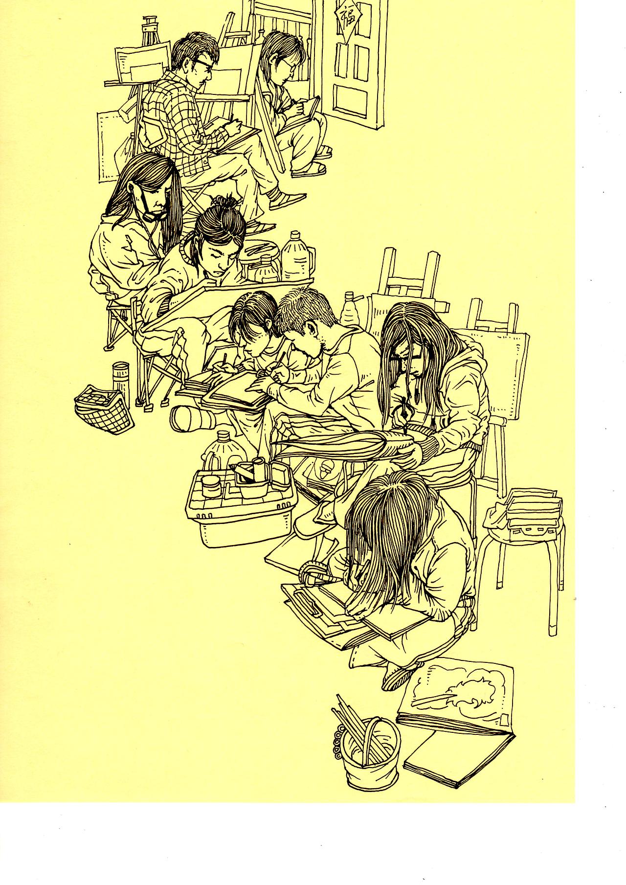 学生在画画,我在画学生。