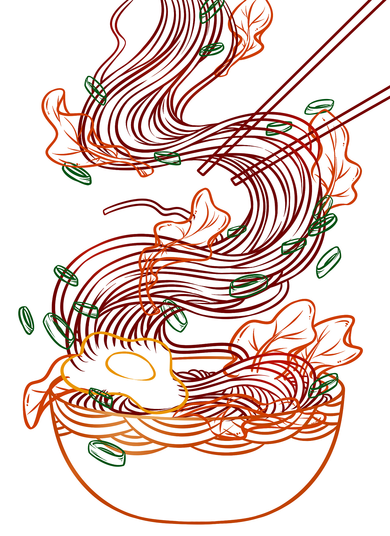 荞麦方便面 包装插画设计