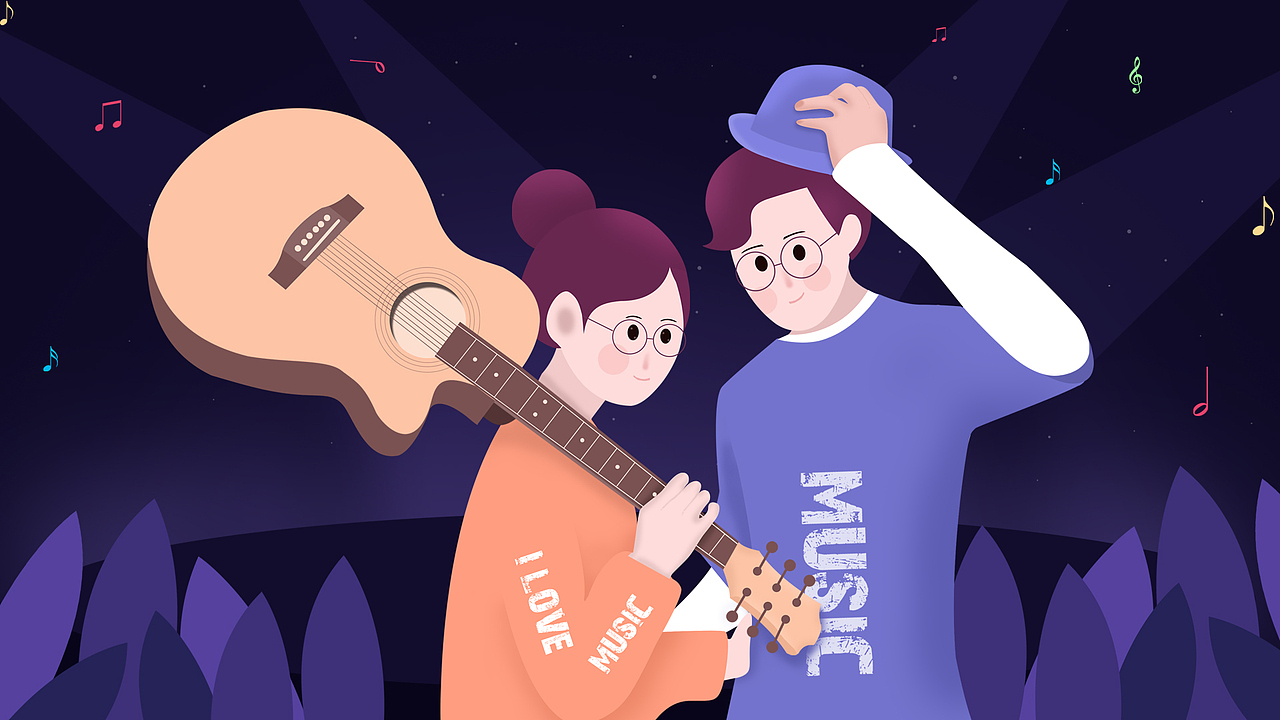 音乐节扁平风插画