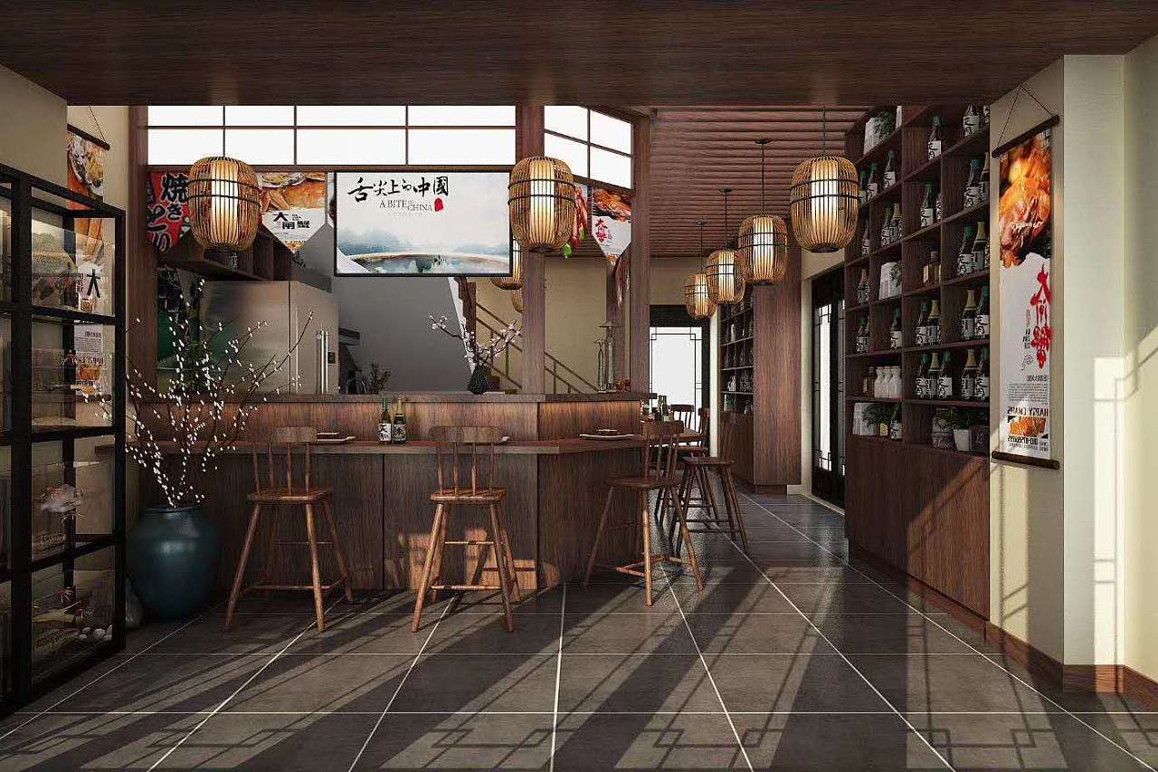 日式料理店装修设计风格-公装效果图_装一网装修效果图