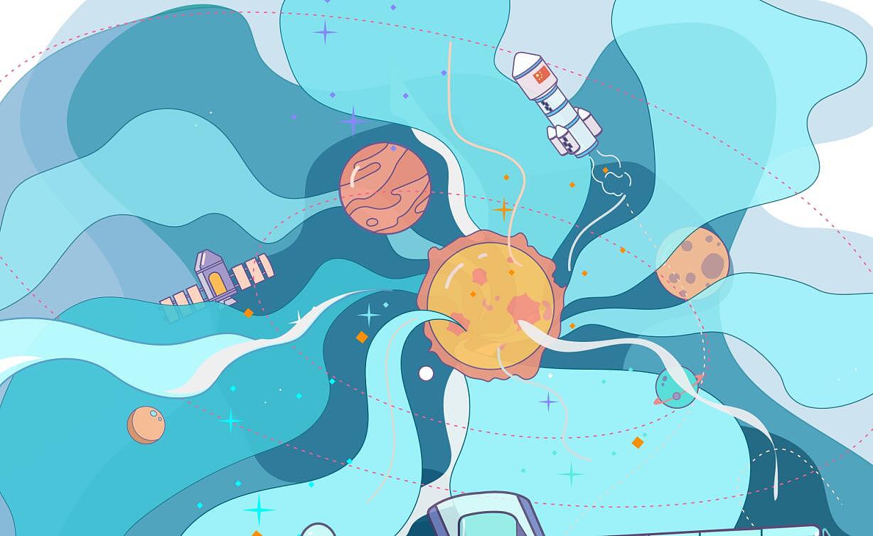 天文馆宇宙航天太空之旅|插画|商业插画|李shine_原创作品-站酷zcool