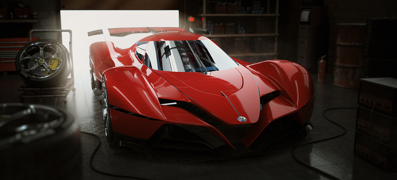 【C4D静态】阿尔法罗密欧/Alfa Romeo 8C-R Tazio 概念（图ZMjY5NDQ1NDg4） - 机械/交通 - 站酷设计师力酷同学原创素材 - 站酷ZCOOL