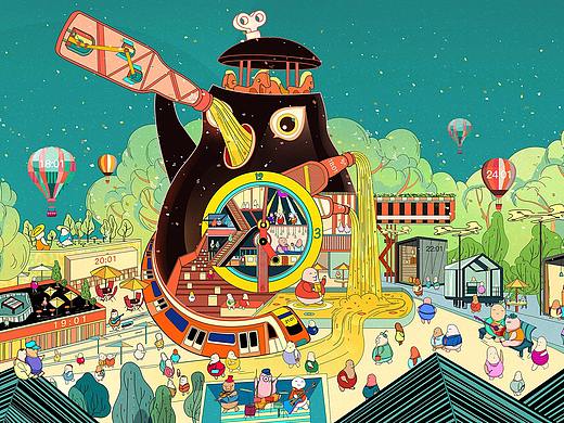 锋范设摄社-万象汇酒吧街插画形象推广