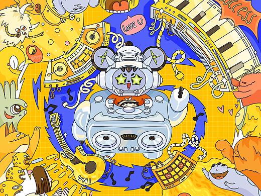 「天猫+ONLY」屋顶电音派插画设计