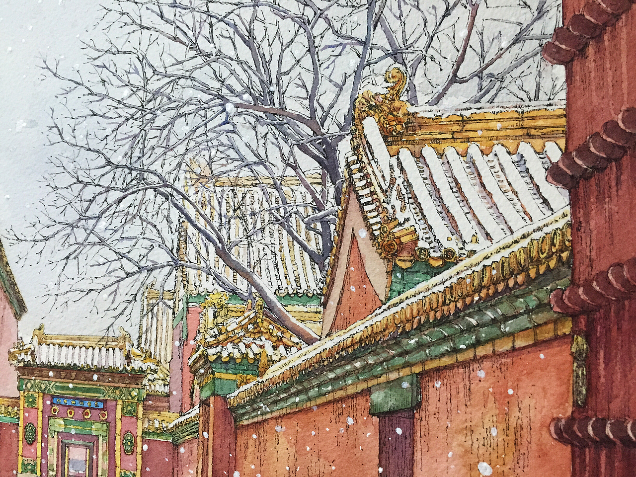 手绘故宫 系列一（图ZMTA4NTEyODAw） - 商业插画 - 站酷设计师友情西原创素材 - 站酷ZCOOL