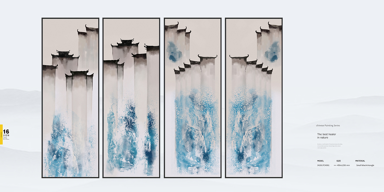 #新中式##装饰画##软装搭配##墙面挂画##酒店会所#（图ZOTI4MDgyMDQ=） - 绘画 - 站酷设计师集恒工艺实物画原创素材 - 站酷ZCOOL