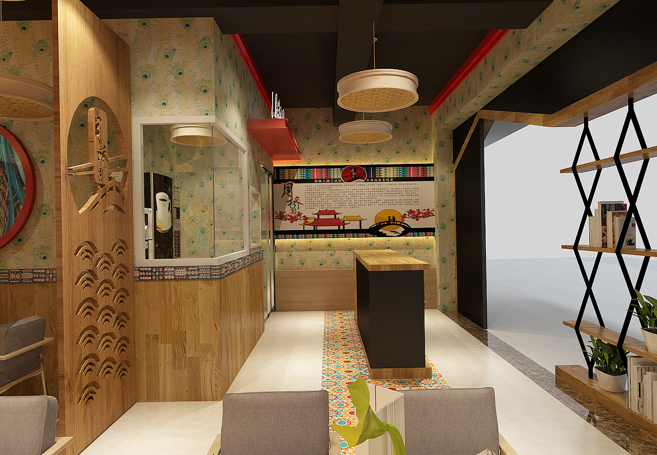 一家米线店设计效果图 餐饮设计 米线店照片（图ZNzM5NTc3NTI=） - 展陈设计 - 站酷设计师星空工作室原创素材 - 站酷ZCOOL