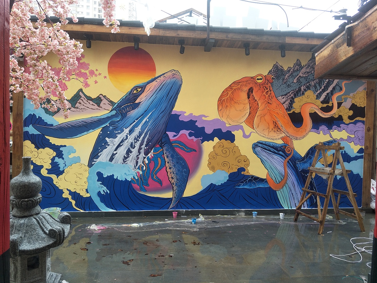 昆明餐厅墙体彩绘云南壁画手绘装饰画油画国画软装