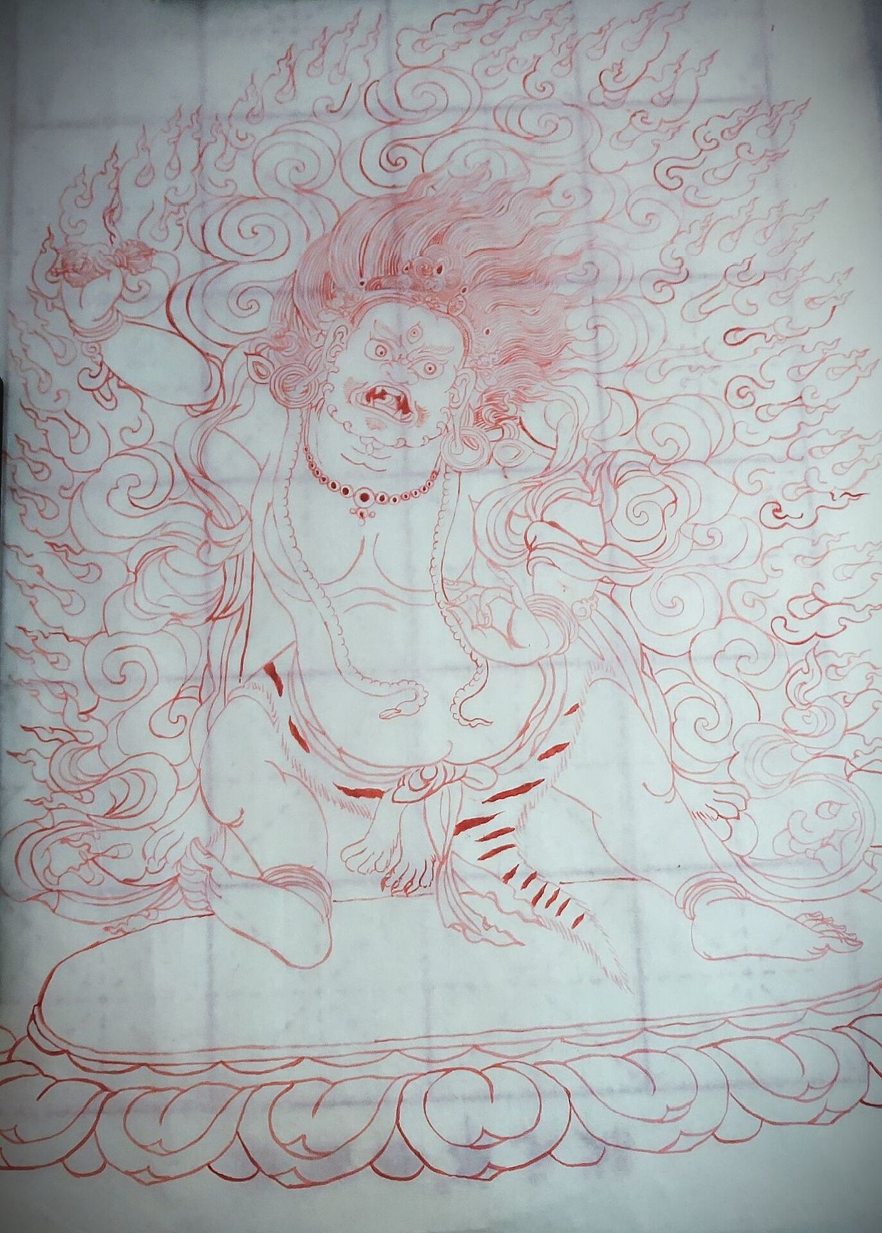 朱砂绘唐卡大黑天