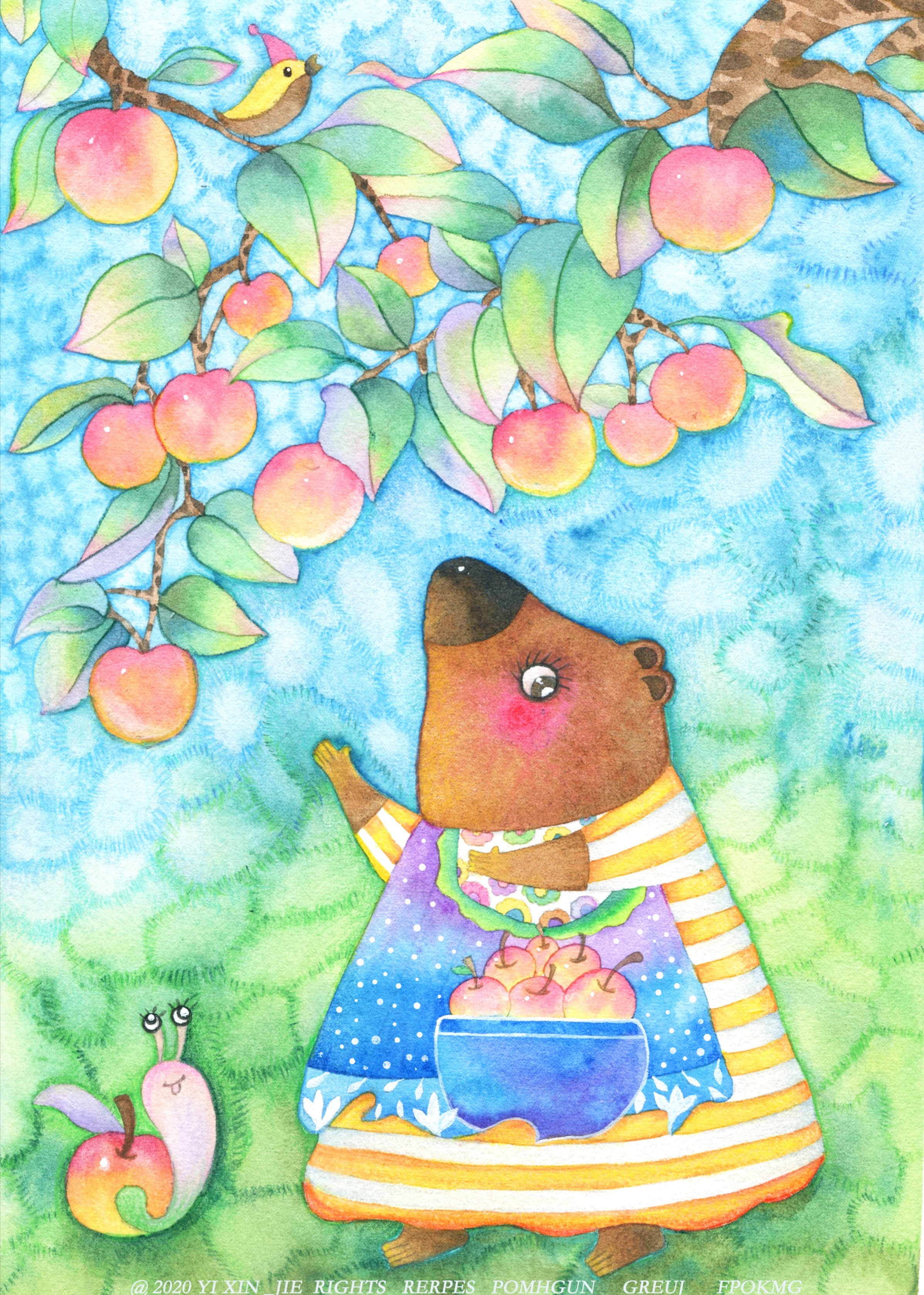 熊妈妈摘苹果啦!