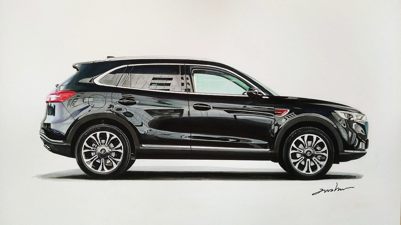 马克笔手绘红旗HS5（图ZMjUyNzUxMDcy） - 创作习作 - 站酷设计师xyikai吉原创素材 - 站酷ZCOOL