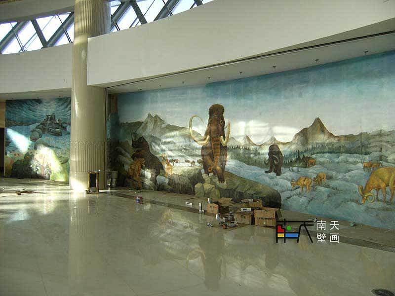 南天壁画出品:内蒙博物馆(远古生物猛兽馆壁画),手绘油画,欧式油画,欧式壁画,壁画工程,古典壁画,3D地画,3D壁画(图ZNjg1ODU1Mg==) - 艺术插画 - 站酷设计师艺点画评原创素材 - 站酷ZCOOL
