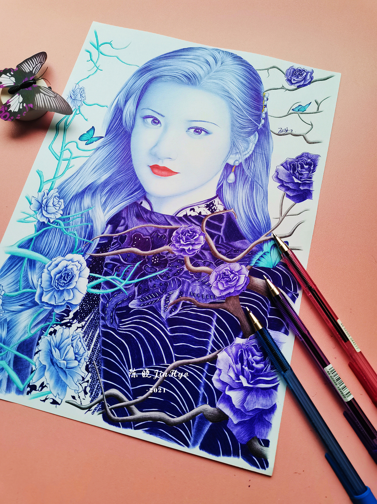 圆珠笔手绘 《司藤》景甜