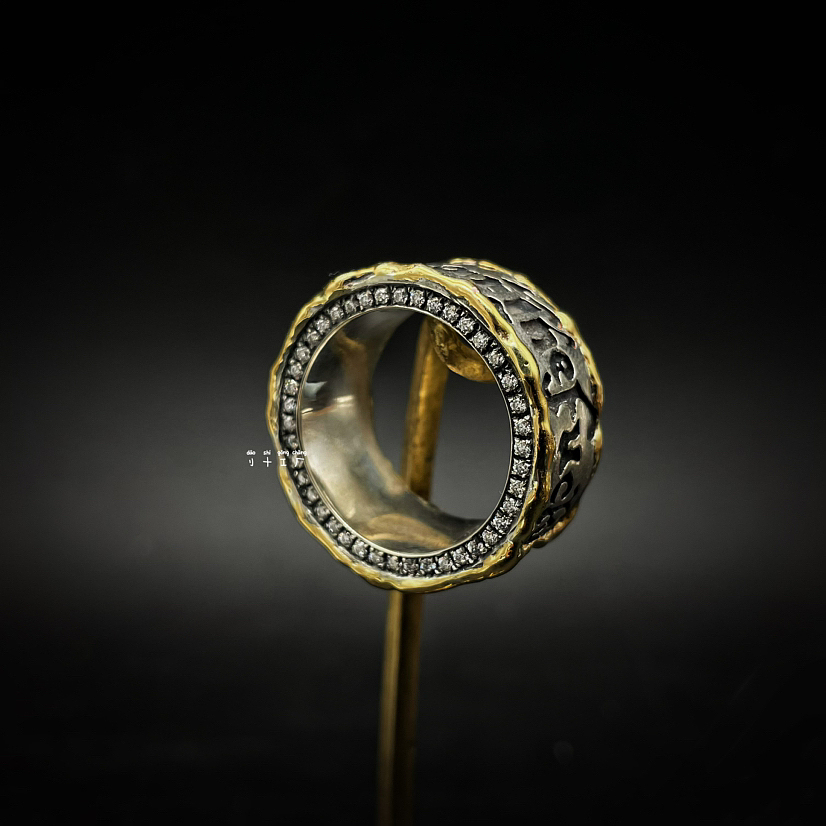 纯银bwl-35周年指环 +鎏金&镶嵌满钻