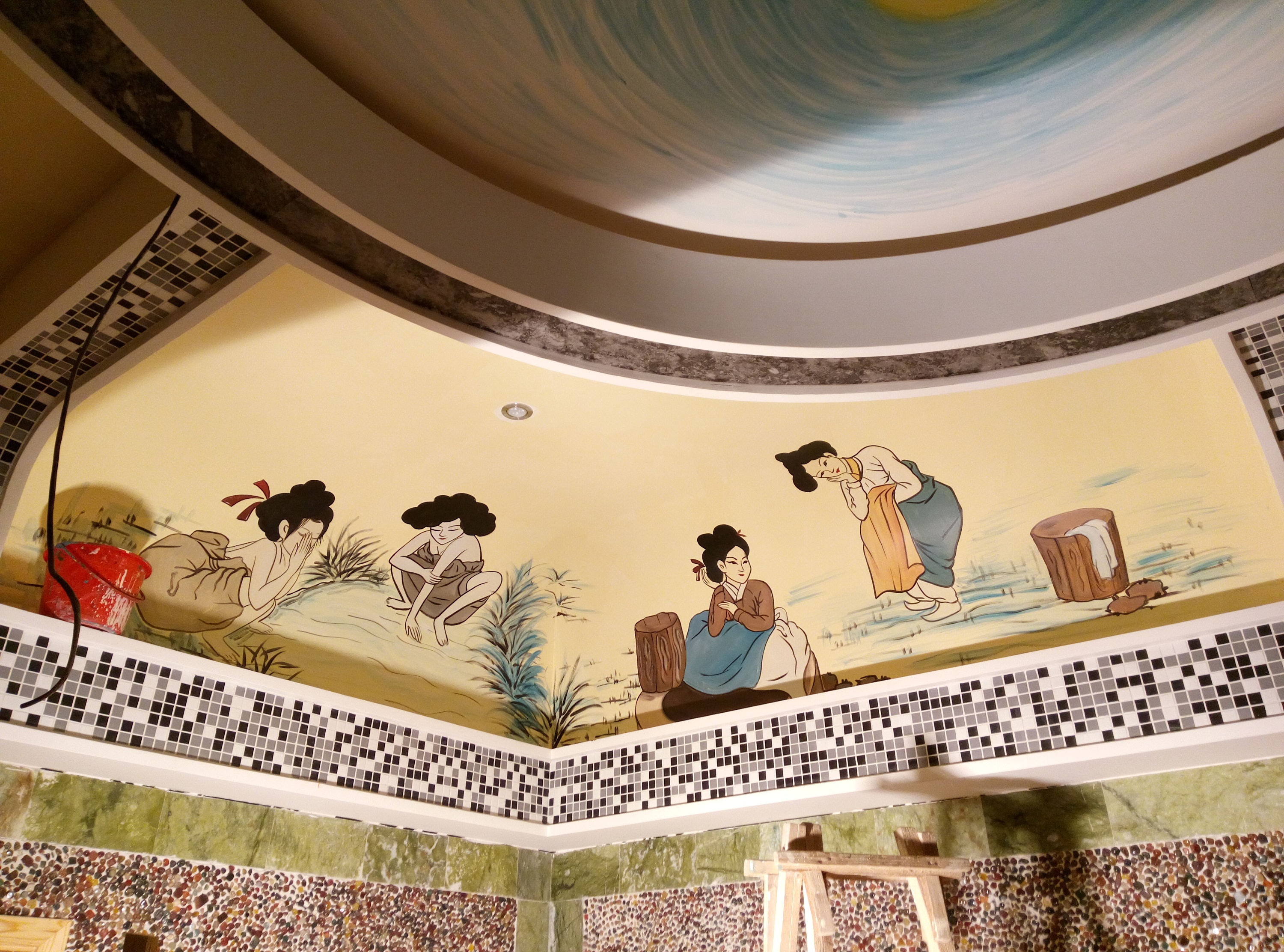 韩式汗蒸房手绘墙