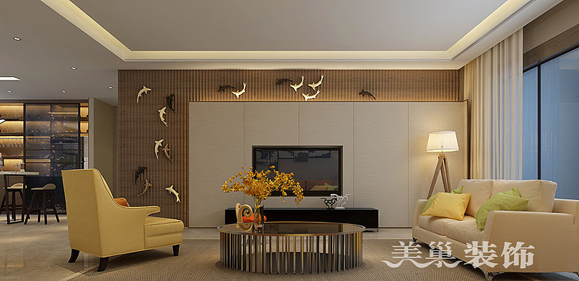 康桥九溪郡235平四室两厅现代简约装修效果图——电视背景墙