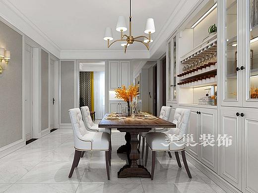 郑州鑫苑国际新城140平三室两厅美式轻奢风格装修案例