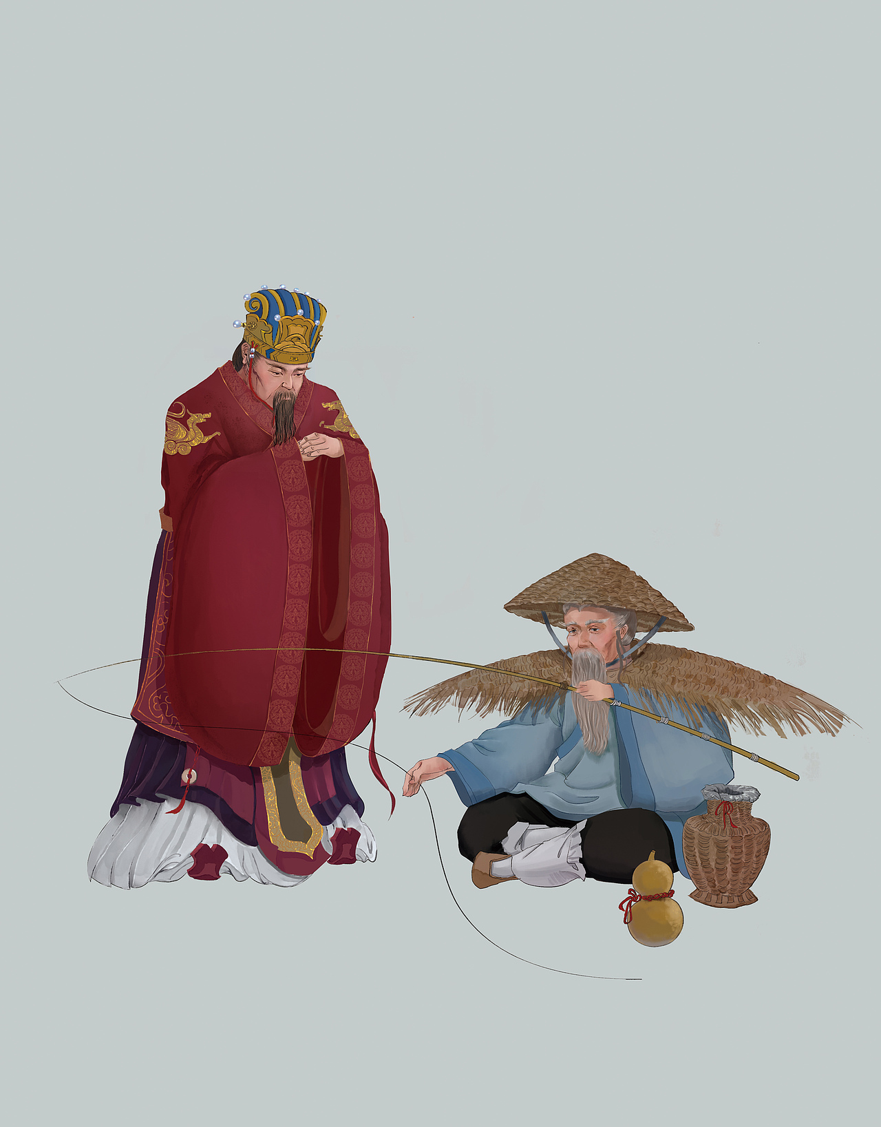 文王访太公（图ZMjYwMDg3ODQ4） - 商业插画 - 站酷设计师xzxxd971023原创素材 - 站酷ZCOOL