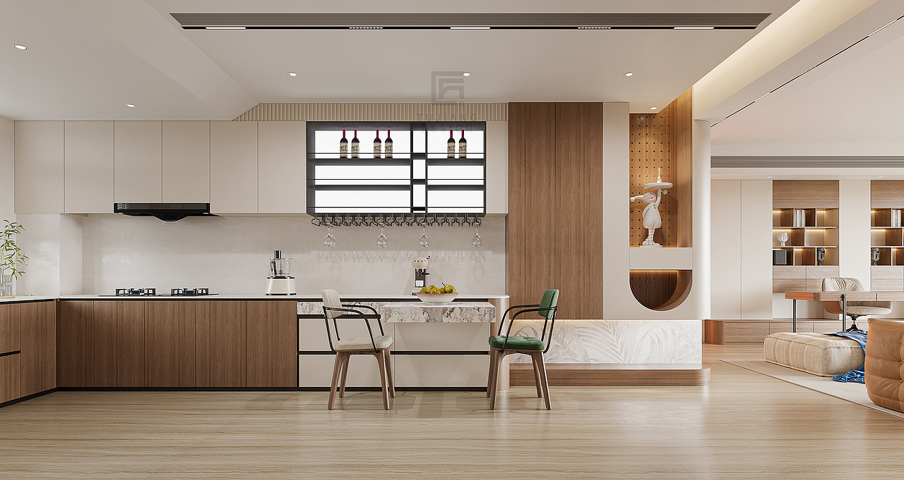 奶油原木私宅,通透光影下的舒适之家