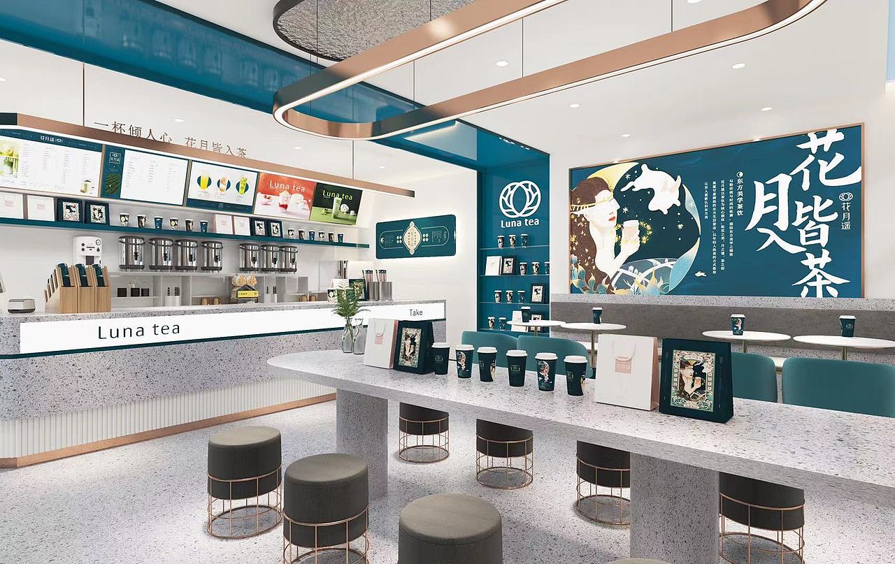 花月遥餐饮店效果图设计（图ZMjcyODMwMTQ0） - 商业空间设计 - 站酷设计师Tersia原创素材 - 站酷ZCOOL