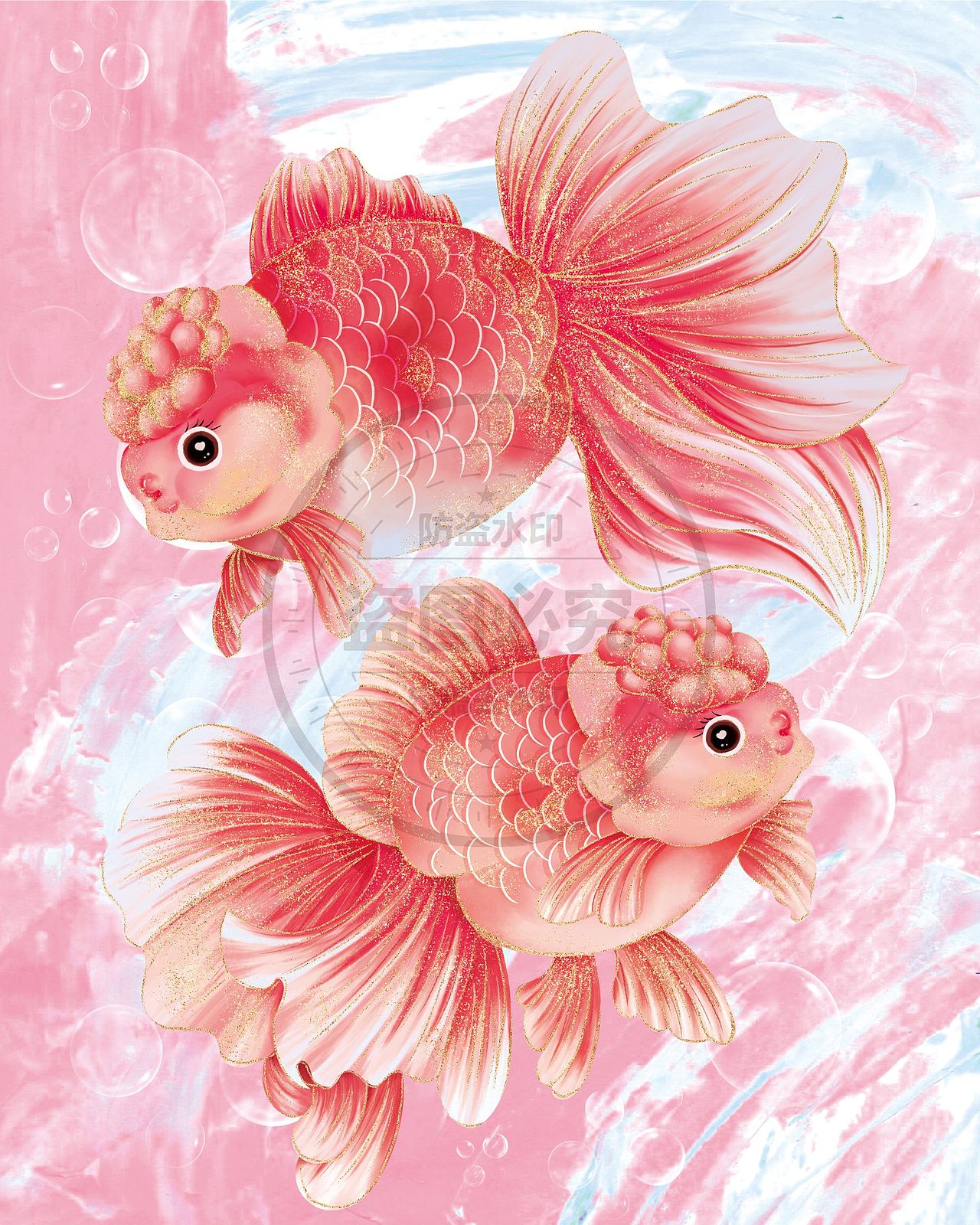 可爱捏~板绘金鱼咯