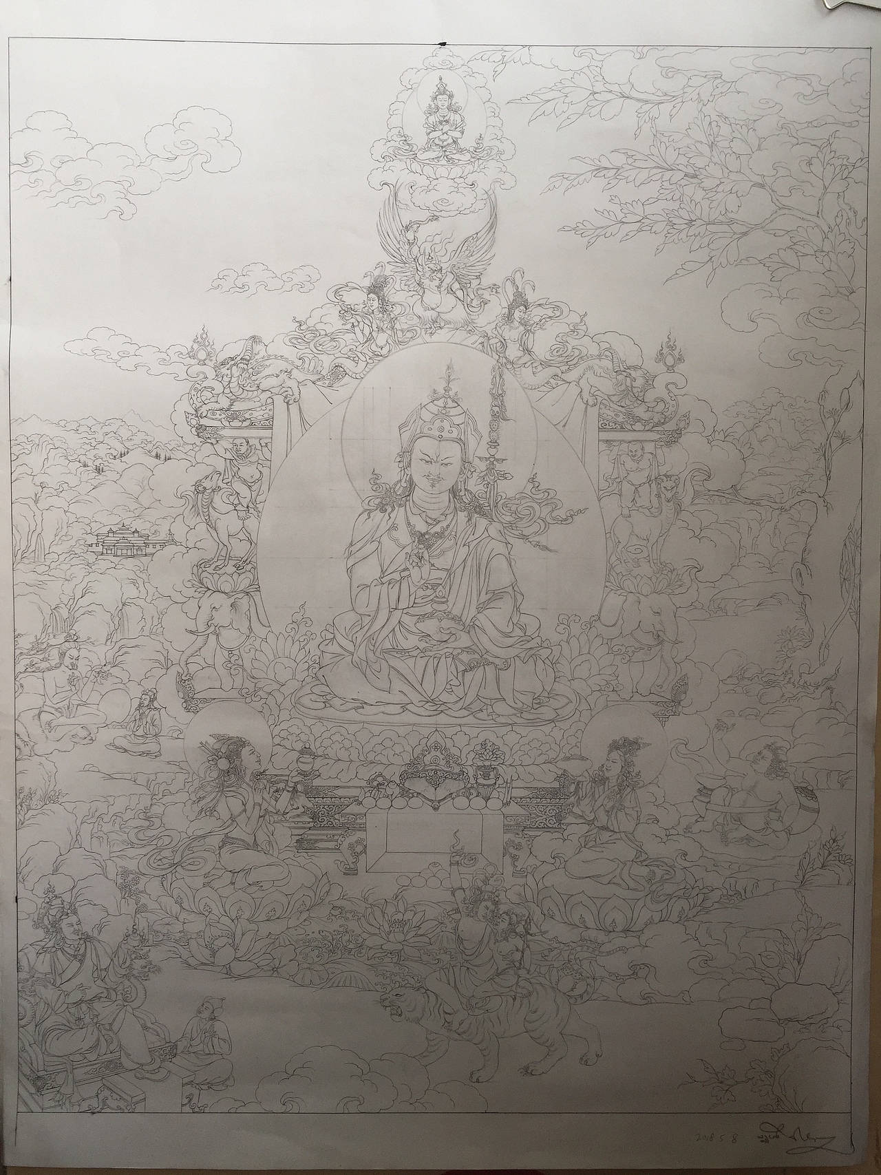 莲花生大师 铅笔画（图ZMTIwNzA4MDY4） - 绘画 - 站酷设计师巴玛泽仁原创素材 - 站酷ZCOOL