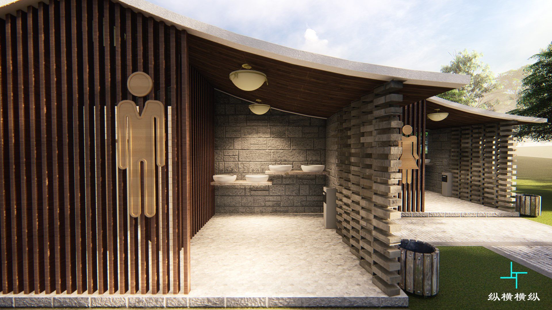 新中式徽派室外公共卫生间厕所模型SU模型下载[ID:105267772]_建E室内设计网