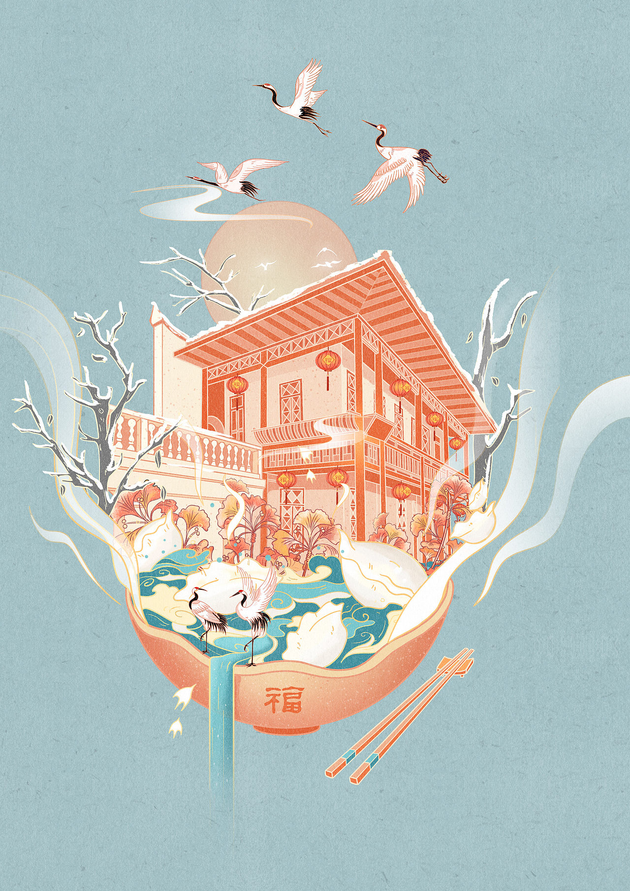 螺洲古镇节气插画（图ZMjE2ODcyMDMy） - 创作习作 - 站酷设计师饭粒粒粒原创素材 - 站酷ZCOOL