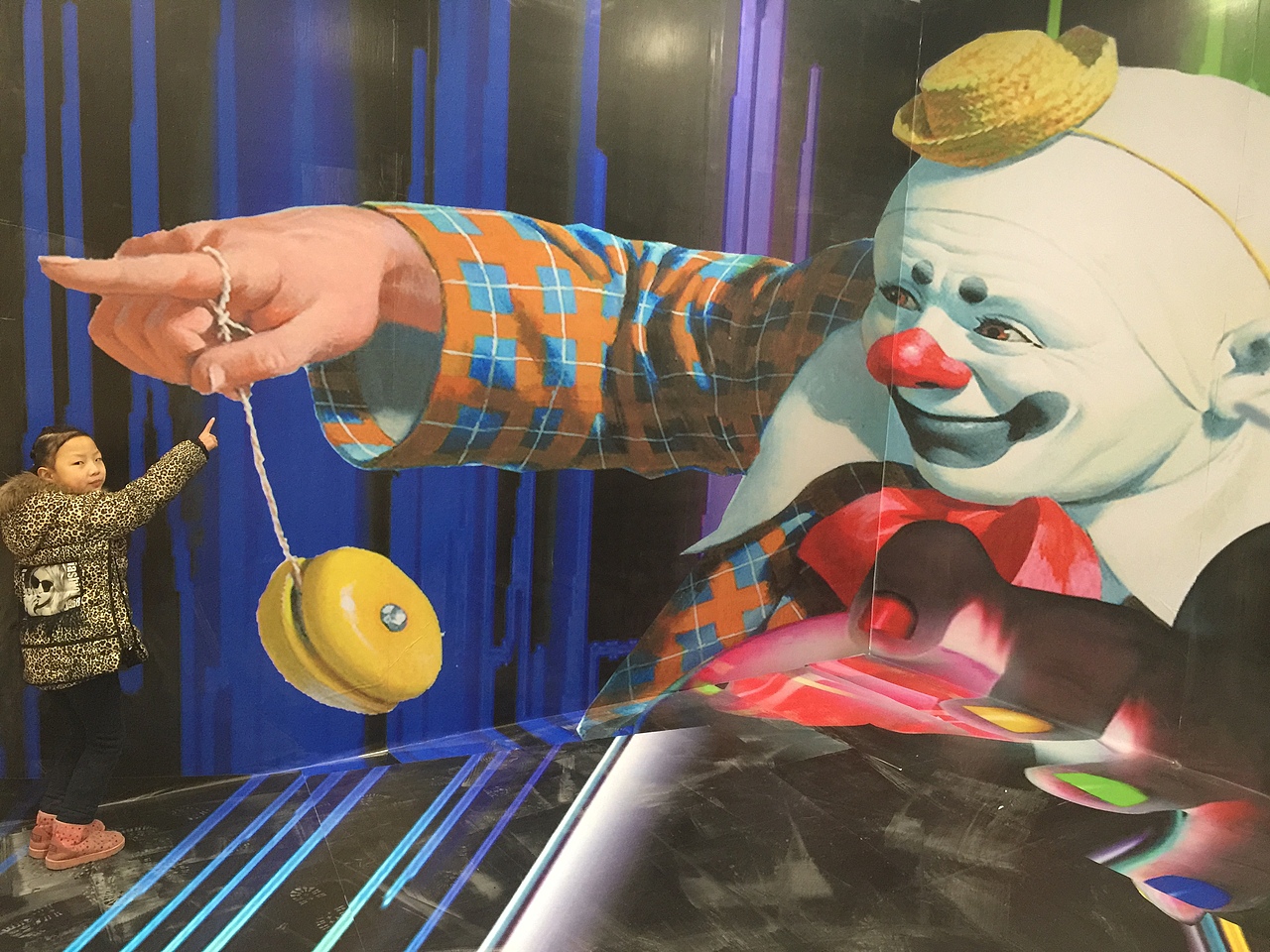 北京3d立体画3d墙体彩绘3d墙地结合之小丑作品展