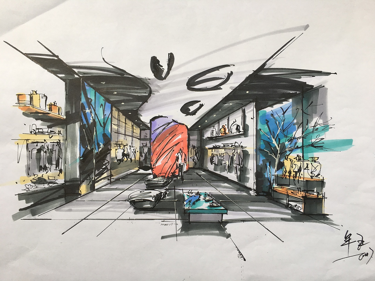 学生作品-马克笔室内效果图表现（图ZODQ0NTQzMDA=） - 家装设计 - 站酷设计师PURZ原创素材 - 站酷ZCOOL