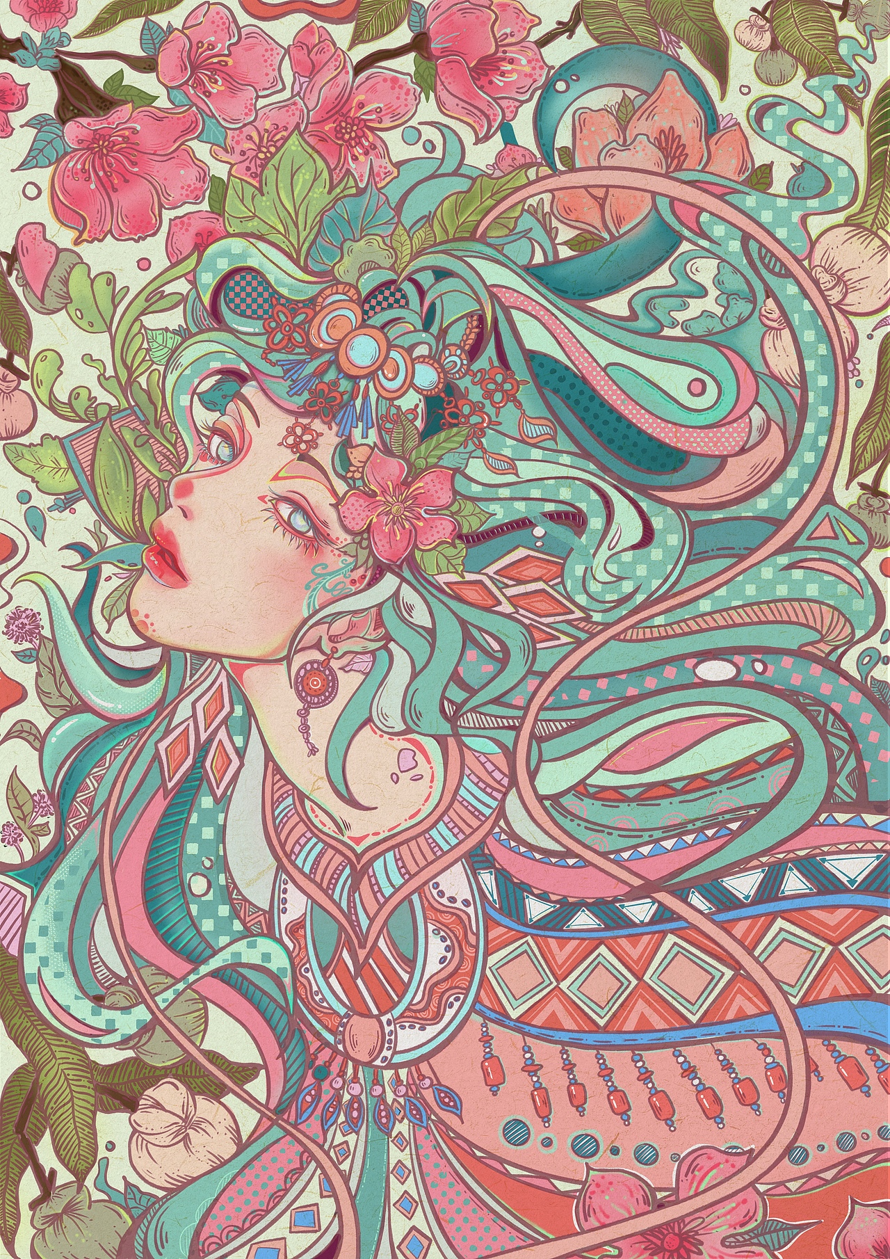 Girls in Nature—自然界女孩系列插画