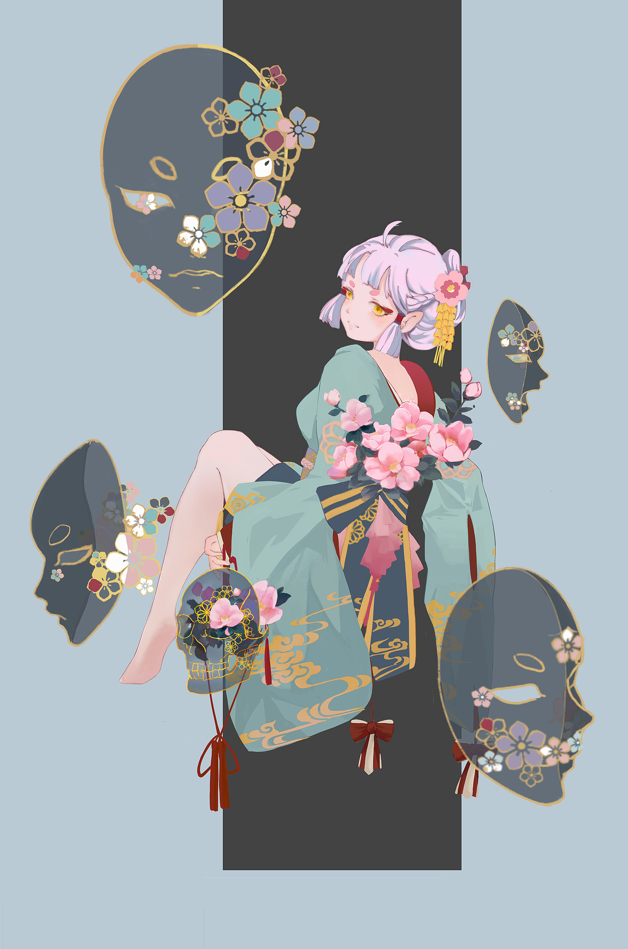 阴阳师——面灵气·春之花面（图ZMTg2ODk1NjY4） - 商业插画 - 站酷设计师十号X原创素材 - 站酷ZCOOL