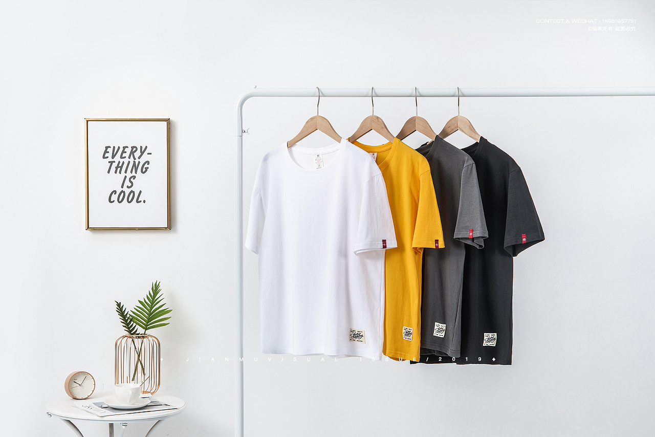 t恤场景拍摄 男女士短袖服饰静物平铺摆拍产品摄影