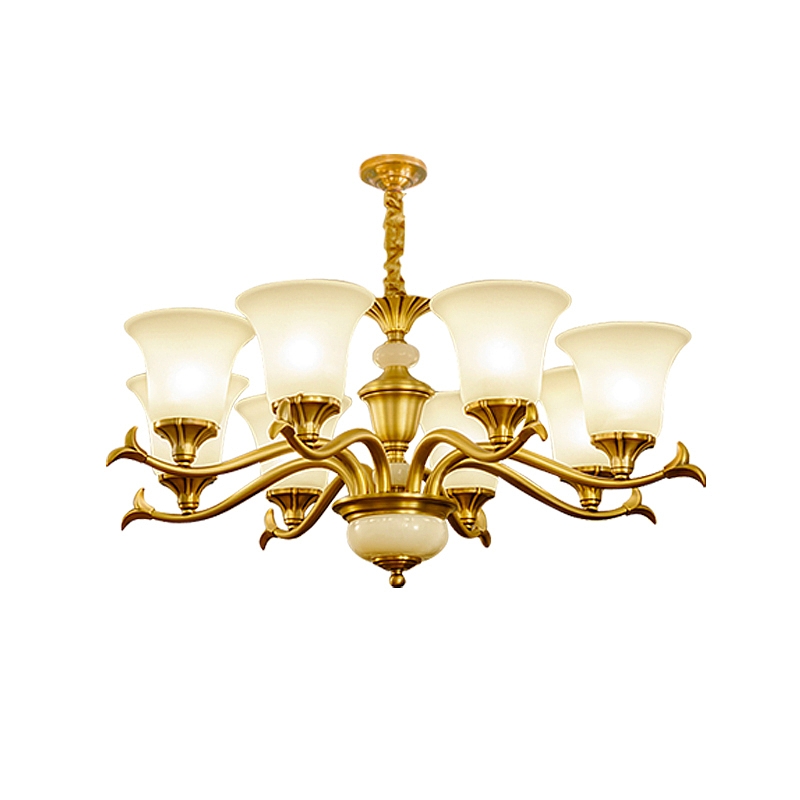 真玉石全铜吊灯现代美式轻奢