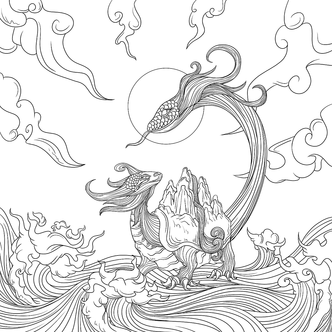 天之四灵（图ZMjU5MTgxMTA0） - 商业插画 - 站酷设计师如虎添翼包装插画原创素材 - 站酷ZCOOL