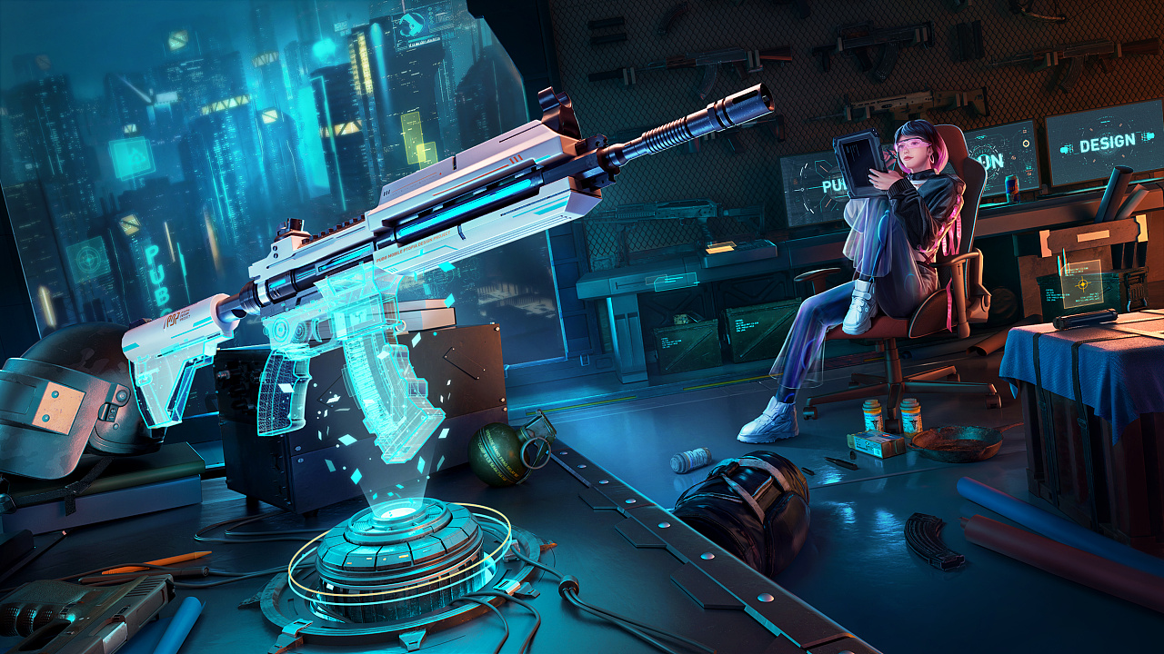 pubg枪械大赛kv|插画|游戏原画|靖伏233 - 原创作品 - 站酷 (zcool)