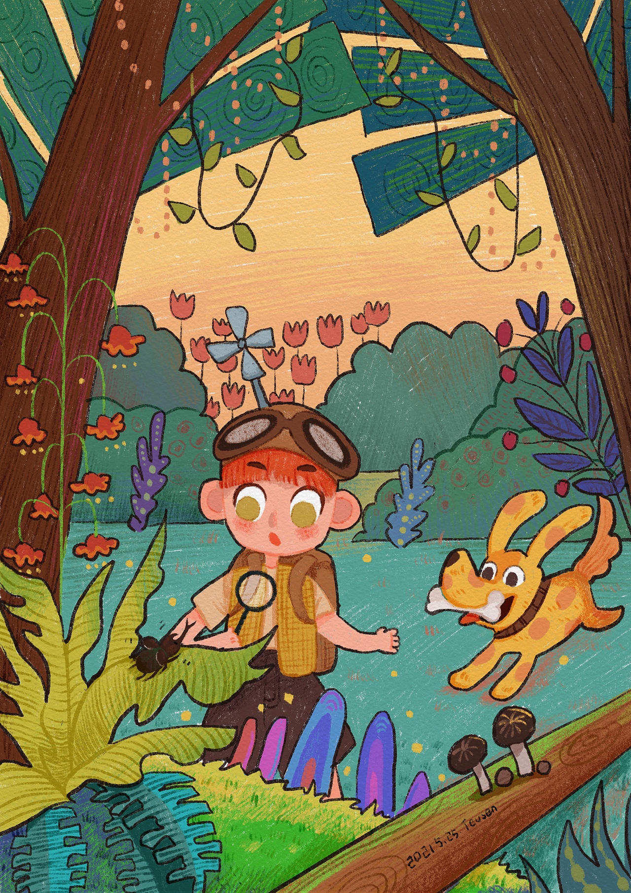 探险小男孩（图ZMjU2NTczNDI4） - 绘本 - 站酷设计师Teusen原创素材 - 站酷ZCOOL