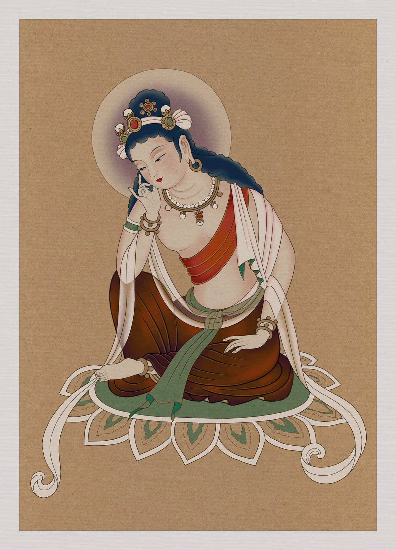 仿古敦煌壁画《思维菩萨》