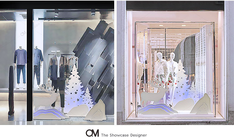 冬季圣诞麋鹿橱窗