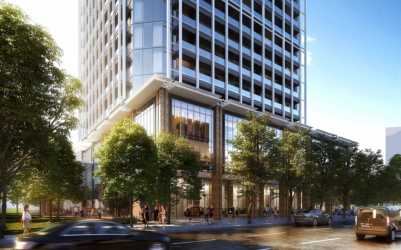 室外建筑——办公写字楼商场外立面透视合集