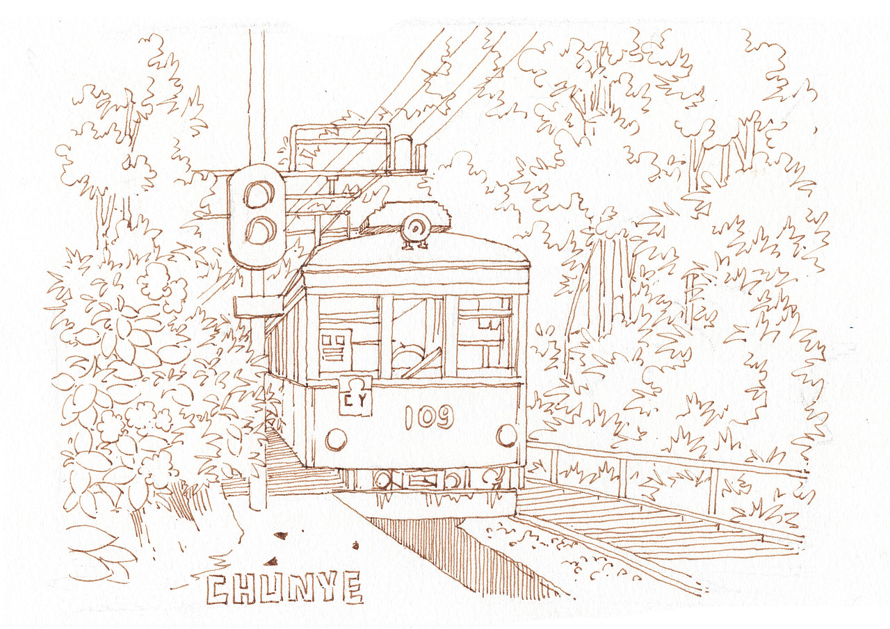 钢笔淡彩-电车（图ZMzI1MDkzMDk2） - 绘画 - 站酷设计师春叶Seven原创素材 - 站酷ZCOOL