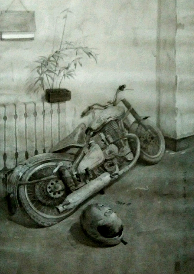 素描炭笔摩托（图ZMTk0MjU0MDAw） - 绘画 - 站酷设计师绝代美术画室原创素材 - 站酷ZCOOL