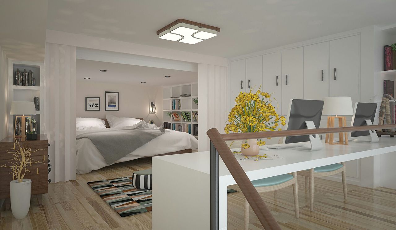 loft,增加厨房室内办公。满足不同人的需求!