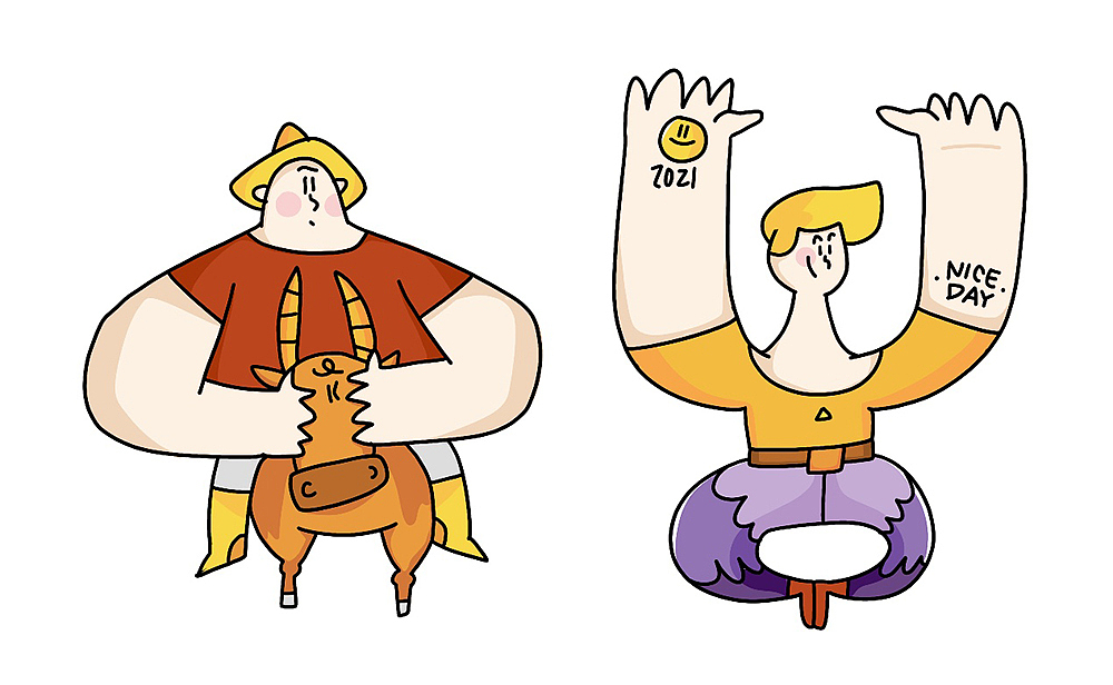 牛年人物贴纸设计